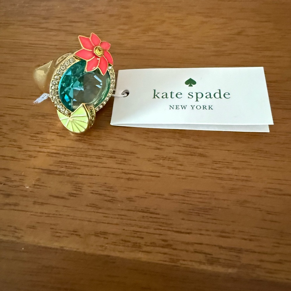 Kate Spade Gold and Green Floral Ring